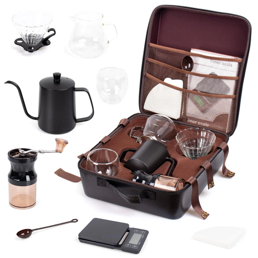 Portable Pour Over 9-Piece Travel Coffee Making & Serving Set