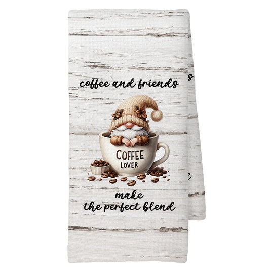 CUANFDDSF Coffee Gnomes Coffee Bar Decor Kitchen Towels Coffee Lover Gifts for Women Men Girls Coffee Station Decor,Coffee Bar Accessories Decoration Tea Towels Kitchen Hand Towels 16x24 Inch