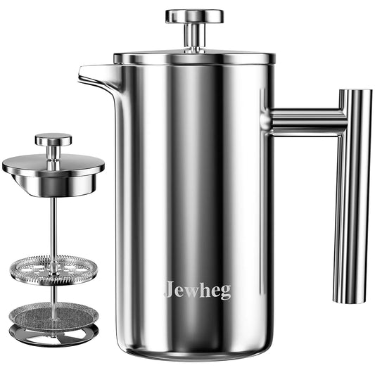 Jewheg Small French Press Coffee Maker 12OZ/350ML Stainless Steel Insulated Coffee Press ,Double Wall Insulated French Press,Easy Press Strong Quality Metal Coffee Press