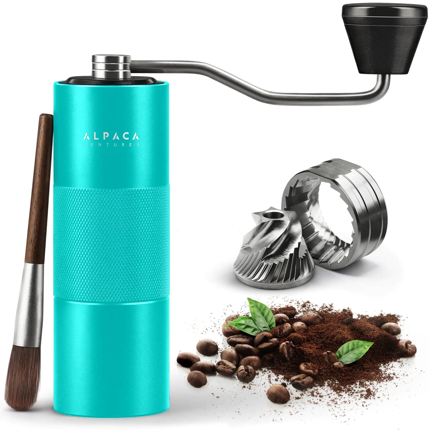 Manual Coffee Aqua Sky Color Stainless Steel Conical Burr Coffee Grinder Manual