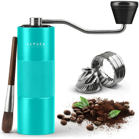Manual Coffee Aqua Sky Color Stainless Steel Conical Burr Coffee Grinder Manual